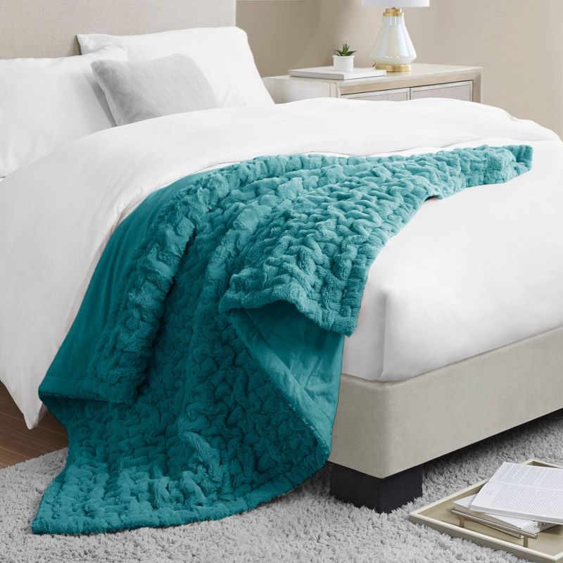 50"x60" Ruched Faux Fur Throw Blanket - Madison Park, 2 of 14