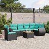 vidaXL 7 Piece Patio Sofa Set with Cushions Black Poly Rattan - 2 of 4