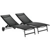 Gulches Outdoor Chaise Lounge, 2-Piece Lounge Chair Set with Wheels, 5 Adjustable Positions, Black, 22" L x 24.5" W x 38.25" H - 4 of 4