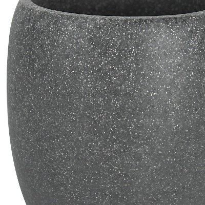 Charcoal Gray Stone Resin Bathroom Wastebasket