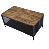 Vynxaria Antique Oak & Black Coffee Table, Foldable Design, 41"×21"×1" Shelf, 4 Metal Sliding Door Compartment, Sturdy Metal Frame - 2 of 4