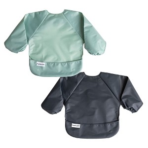 Tiny Twinkle Mess-Proof/Waterproof 2-Pack Long-Sleeve Baby Bib, Machine Washable Smock for Eating - 1 of 4