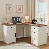 Farmhouse 60" Executive L Shaped Desk, Home Office Desk with File Drawers and Storage Cabinet, Corner Computer Desk - 4 of 4