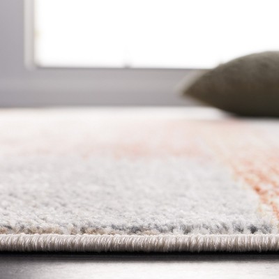Beige and Blue Rust Abstract Washable Area Rug