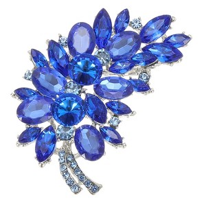 Unique Bargains Women's Flower Leaf Rhinestone Vintage Brooch Pin - 1 of 4