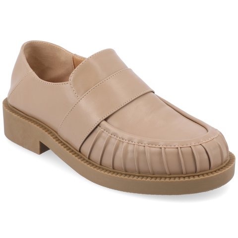 Женские туфли Journee Collection Women's Lakenn Slip On Crash Back Loafer Flats, 7 Taupe
