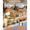 6.3 Qt Round Roll Top Chafing Dish Buffet Set, Stainless Steel Buffet Food Warmer with Glass Window for Party Wedding Banquet Graduation Event, Gold - 4 of 4