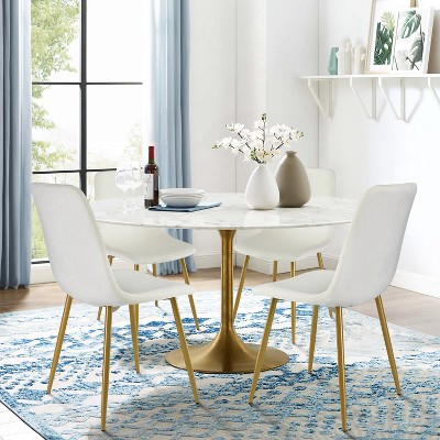 Set of 4 Bingo Upholstered  Side Chair Gold Leg-Maison Boucle