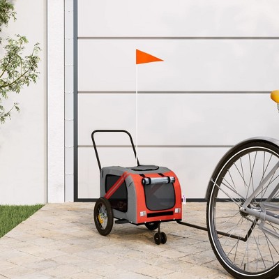 vidaXL Pet Bike Trailer Orange and Black Oxford Fabric and Iron 48" x 20.5" x 20.9"