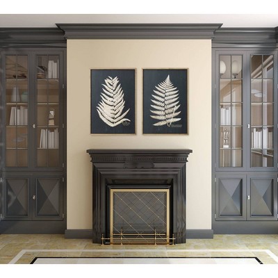 Set of 2 Black and White Fern Leaf Framed Canvas Prints
