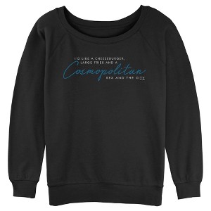 Junior's Women Sex and the City Carrie's Cheeseburger, Fries & Cosmo Sweatshirt - 1 of 4