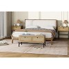 Rattan Shoe Bench, Entryway Bench with 2 Storage Drawers Wooden Storage Bench with Linen Seat Cushionfor Entryway Hallway - 4 of 4