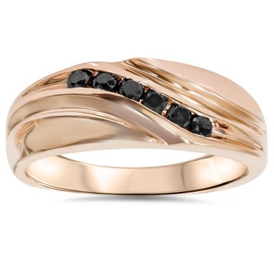 Pompeii3 1/4ct Black Diamond Mens 14K Rose Gold Wedding Ring