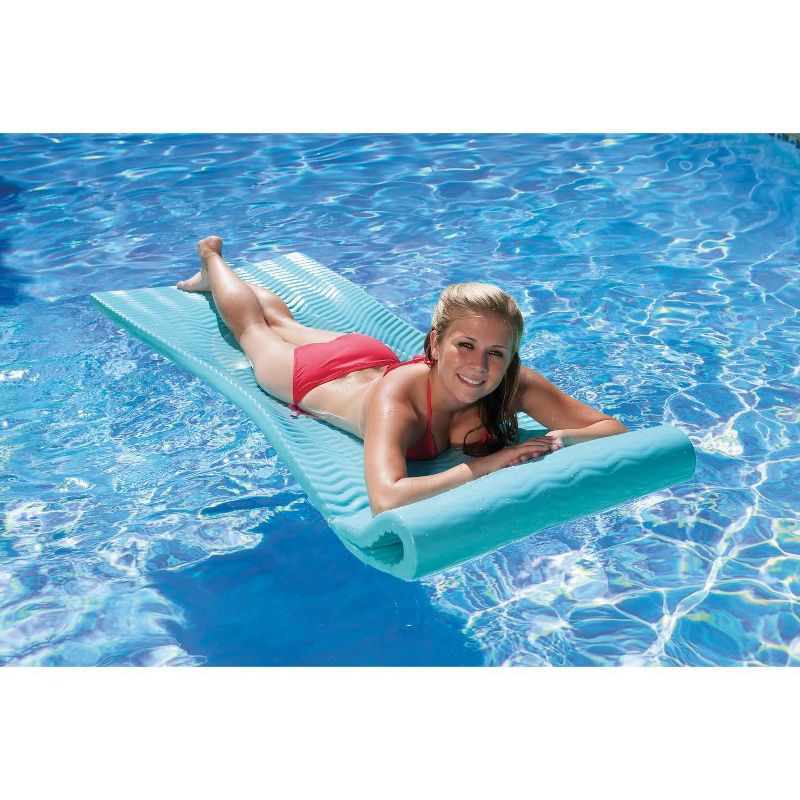 Northlight 74" Icy Blue Floating Foam Swimming Pool Mattress Lounger with Head Rest, 4 of 5