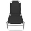 vidaXL Modern Sunshine Lounger - Black and Silver Aluminum Sunbed with Adjustable Positions and Textilene Fabric for Comfortable Resting - 3 of 4