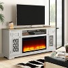 Festivo Farmhouse 70" TV Stand for TVs up to 80" with Fireplace White - 2 of 4