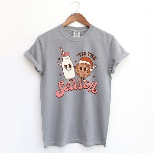 Simply Sage Market Women's Tis The Season Milk And Cookie Short Sleeve Garment Dyed Tee - 1 of 2