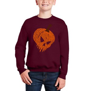 LA Pop Art Evil Pumpkin - Boy's Word Art Crewneck Sweatshirt - 1 of 4