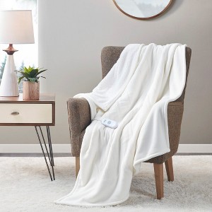 ETL certified 100% polyester Electric Blanket Solid Fleece to Faux-Shearling Heated Blanket - 1 of 4
