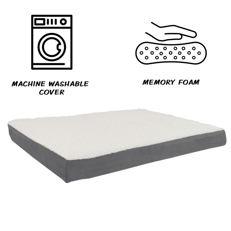 Orthopedic Dog Bed - 2-Layer 36x27-Inch Memory Foam Pet Mattress with Machine-Washable Cover for Large Dogs up to 65lbs by PETMAKER (Gray), 2 of 8