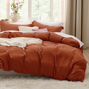Duvet Cover Set 3pcs Prewashed Fabric Queen Size Bright White - Bedsure - 1 of 4