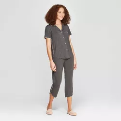 Women's Beautifully Soft Notch Collar Cropped Pajama Set - Stars Above™