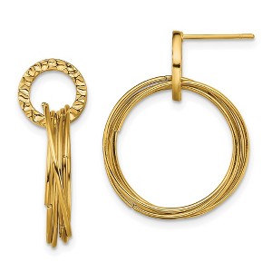 Chisel Stainless Steel Polished and Textured Yellow IP-plated Circles Dangle Earrings Shepherd Hook - 1 of 4