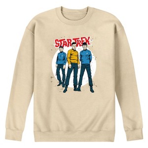 Men's - Star Trek - Galaxy Captain Kirk Spock Crew Graphic Fleece Sweatshirt - 1 of 4