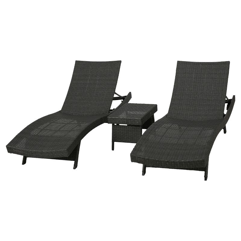 Salem 3pc Wicker Patio Adjustable Chaise Lounge Set  - Christopher Knight Home, 1 of 8
