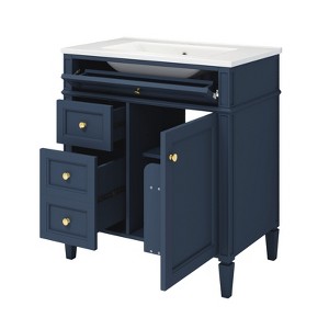 Ridstar 33 in. H Blue Bathroom Storage Cabinet with 2 Drawers and a Tip-out Drawer - 1 of 4