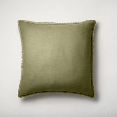 Suede Green Throw Pillows 20x20 w/Piping (Set of 2) by Prestige