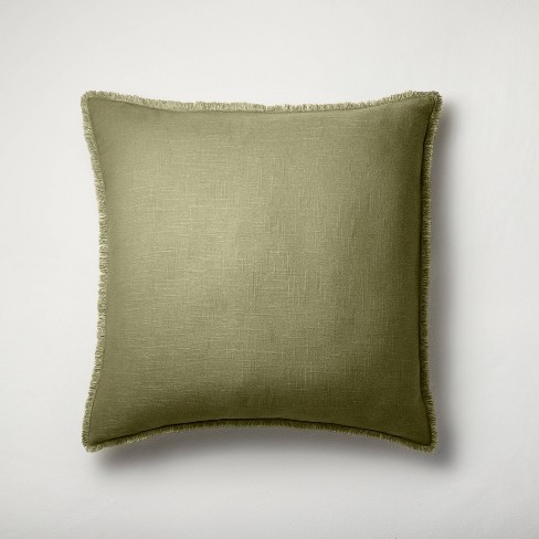 Euro Heavyweight Linen Blend Throw Pillow Moss Green Casaluna