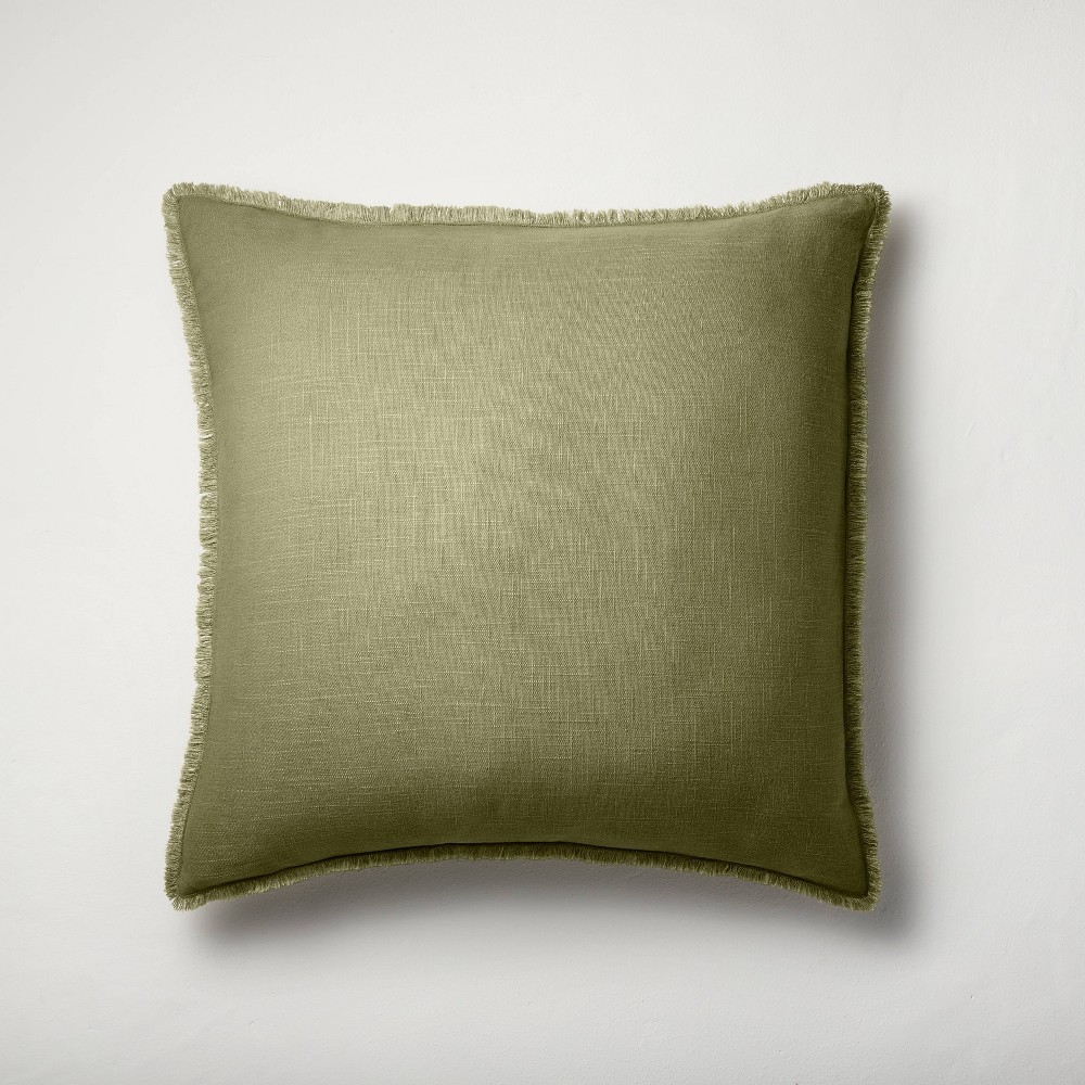 Euro Heavyweight Linen Blend Throw Pillow Moss Green - Casaluna™