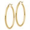 Black Bow Jewelry 2mm x 35mm 14k Yellow Gold Classic Round Hoop Earrings - 2 of 4