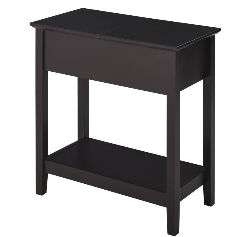 HOMCOM End Side Table, Flip Top Design with Storage Hinge Cabinet, Bottom Shelf, and Sturdy Base for Living Room Bedroom, Dark Coffee, 4 of 7