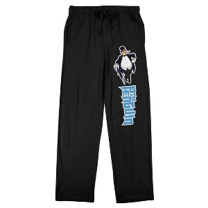 Batman 66 TV The Penguin Blue Name Text Adult Black Sleep Pajama Pants - 1 of 4