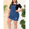 Women's Plus Size Fashion Ripped Hem Side Pockets Denim Suspender Mini Sundresses - Agnes Orinda - 2 of 4