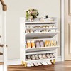 UbMelt 35.43"Shoe Cabinet with 2 Fold-Out Doors and Bottom Shelf,Wooden Shoe Cabinet with Metal Legs for Entryway - 4 of 4