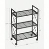 3 - Tier Metal Storage Rack with Wheels Mesh Shelving Unit X Side Frames 23.6 - Inch Width Black Entryway Kitchen - 2 of 4