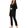 cheibear Women's 3pcs Knit Lounge Sleepwear Pants Shrug Cardigan  Pajama Set - 2 of 4