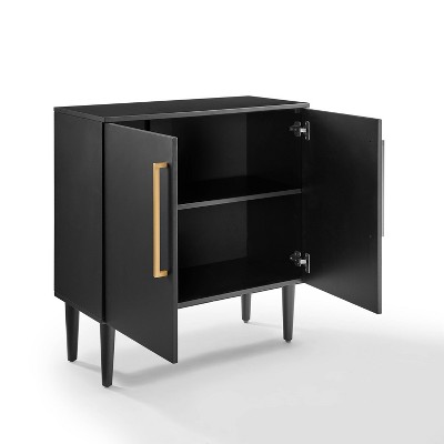 Everett Mid-Century Modern Black Accent Cabinet with Adjustable Shelf