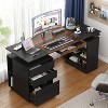 FUFU&GAGA Black Height - adjustable Desk: Ergonomic Adjustment, Ample Storage, Modern Style - 2 of 4