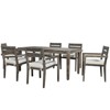 GlasFlength Patio Seating Sets, 6PCS Acacia Wood Dining, Brown, 70.9"*31.5"*29.5" - 2 of 4
