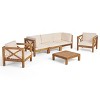 Christopher Knight Home Sandy 6 piece Outdoor Acacia Wood Sectional Seating Set with Water-Resistant Cushions - 2 of 4