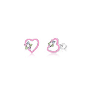 Chanteur Hypoallergenic Kids Jewelry Accessories Heart Star Pink CZ White Gold Palladium Plating Stud Earrings Surgical Titanium Posts - 1 of 1