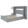 Queen Size Wooden Bed With All-in-One Cabinet Shelf and Sockets Gray - 4 of 4