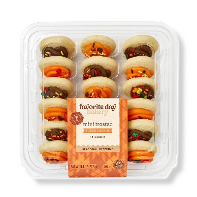 Orange and Brown Frosted Mini Cookies - 9.4oz/18ct - Favorite Day™