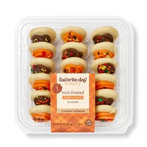 Orange and Brown Frosted Mini Cookies - 9.4oz/18ct - Favorite Day™ - 1 of 4