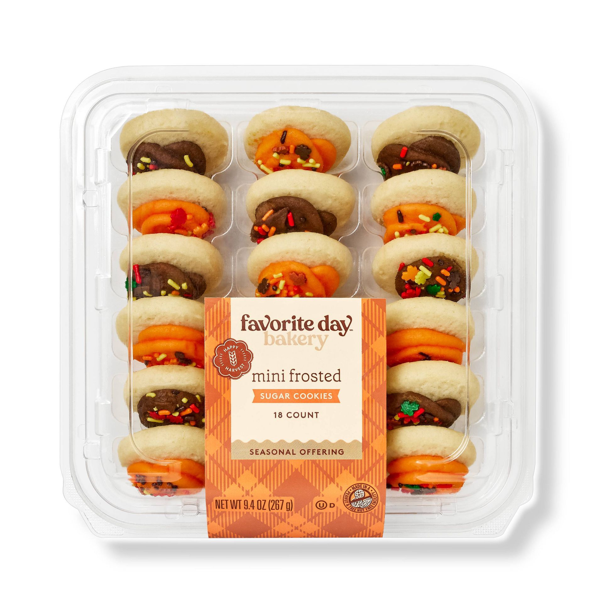 Halloween Orange and Brown Frosted Mini Cookies - 9.4oz/18ct - Favorite Day™