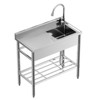 GustoWave Freestanding Single Bowl Kitchen Sink with Faucet and Drainboard, Silver - 3 of 4
